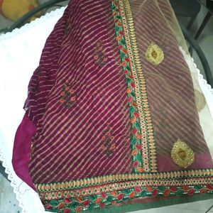 Purple Plum Golden Saree Blouse Petticoat Party