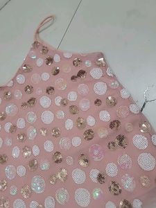 Pink Sequin Embellished Crop Top