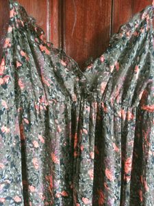 Floral Print Maxi Dressb and Sling Bag Combo