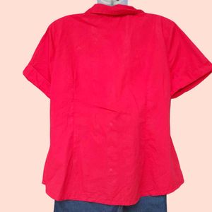 Vintage Red Ruffle Blouse
