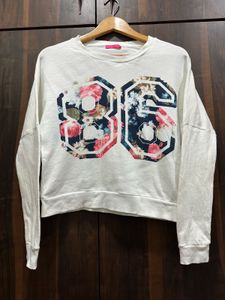 White Floral '86' Graphic Sweatshirt