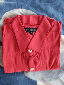 Mens Cotton Shirt L(Red)