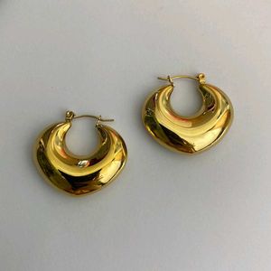 Huge Gold Heart Hoop Earrings