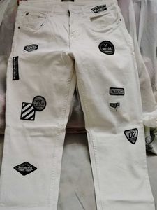 White Jeans with Patches
