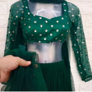 Green Full Sleeve Lehnga Choli