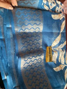 Blue Banarasi Border Saree