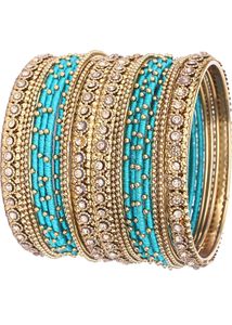 Teal &amp; Gold Bangle Set