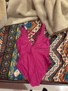 Magenta Crisscross One-Piece Swimsuit (Padded)