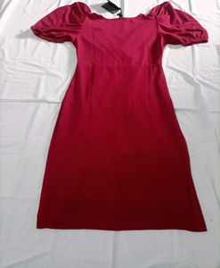 Puff Sleeve V-Neck Bodycon Casual Mini Dress