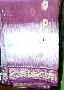 Elegant off white saree with maroon patch