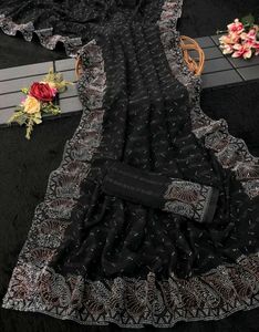 Elegant Black Embellished Saree