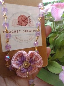 Crochet Flower Crystal Beaded Bracelet