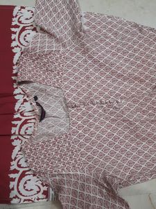 Rangmanch Maroon &amp; White Straight Kurti