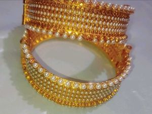 Golden Beautiful Stone Two Bangles , Size 2.6
