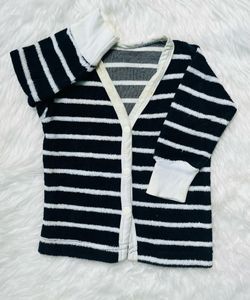 Navy Blue And White Lined Shirt For New Born