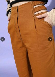 Women Chic Rust Solid High Rise Trousers
