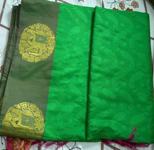 Green &amp; Olive Ethnic Design Saree