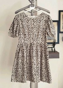 Korean Printed Puff Sleeve Dress