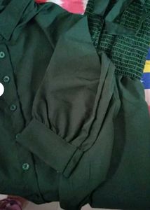 Green Jumpsuit &amp; Shirt Set