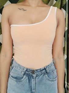 Peach One-Shoulder Bodysuit