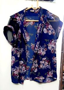Blue Flower Print Shirt