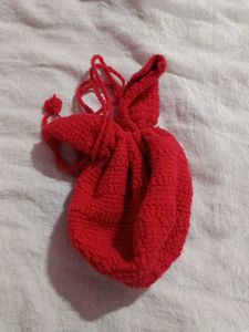 Red Crochet Bear Pouch