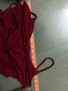 Red Bodycon Dress With Transparent Nudal Bra Strap
