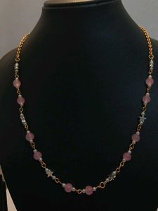 Pink Bead and Star Charm Necklace