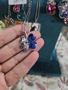 Blue Flower Crystal Pendant