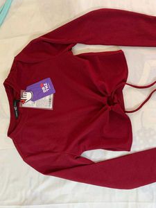 Maroon Cutout Top