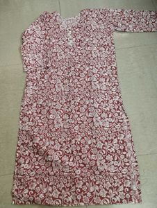 Maroon Floral🌸 Printed Kurta with Pants | Cotton