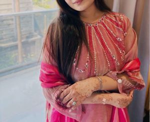 Elegant Pink Embroidered Suit