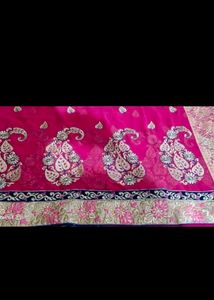Pink Net+Chiffon Sari With Blouse