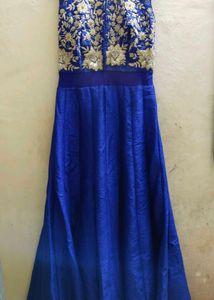 Royal Blue Gold Embroidered Gown
