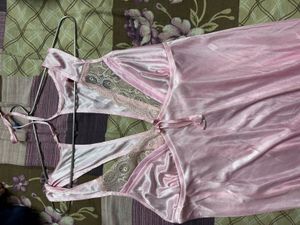 Pink Satin Nightgown Set