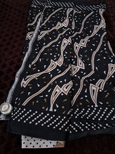 Modern Black Synthetic Saree