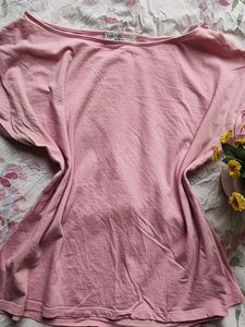 Pink Boat-Neck Cotton Top