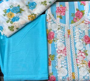 Coloured Full Cotton Suite With Printed Dupatta