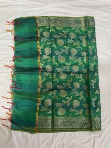 Emerald Green Floral Kameez Dupatta BanarsiSet