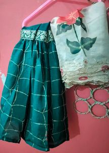 Emerald Green Embroidered Kurti Gharara Suit Sets