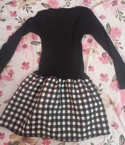 Girls Black Checkered Dress