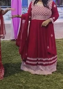 Elegant Maroon Anarkali Dress
