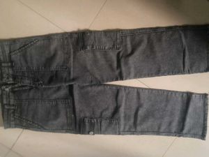 Gray Denim Cargo Pants