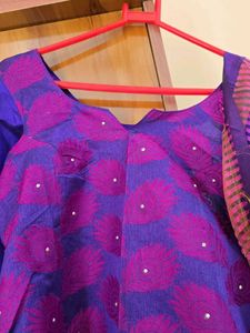 Purple &amp; Blue Embellished Salwar Kameez