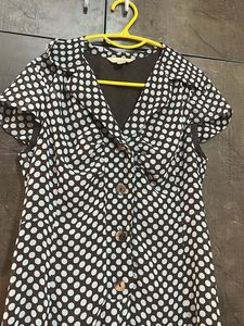 Chic Polka Dot Midi Shirt Dress