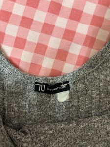 Gray Ribbed Scoop Neck Top