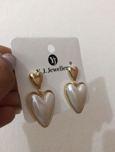 Pearl White Heart Shaped Drop Earrings