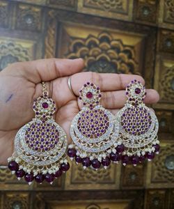 Beautiful Maang Teeka With Earrings Set