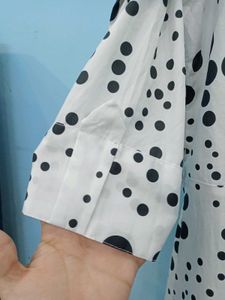 Black Dot Print Dress 34size
