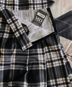 Black And White Tennis Pleated Skirt